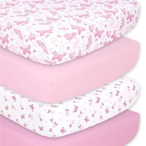 The Peanutshell Baby Girl Crib Fitted Sheets. 4 PACK